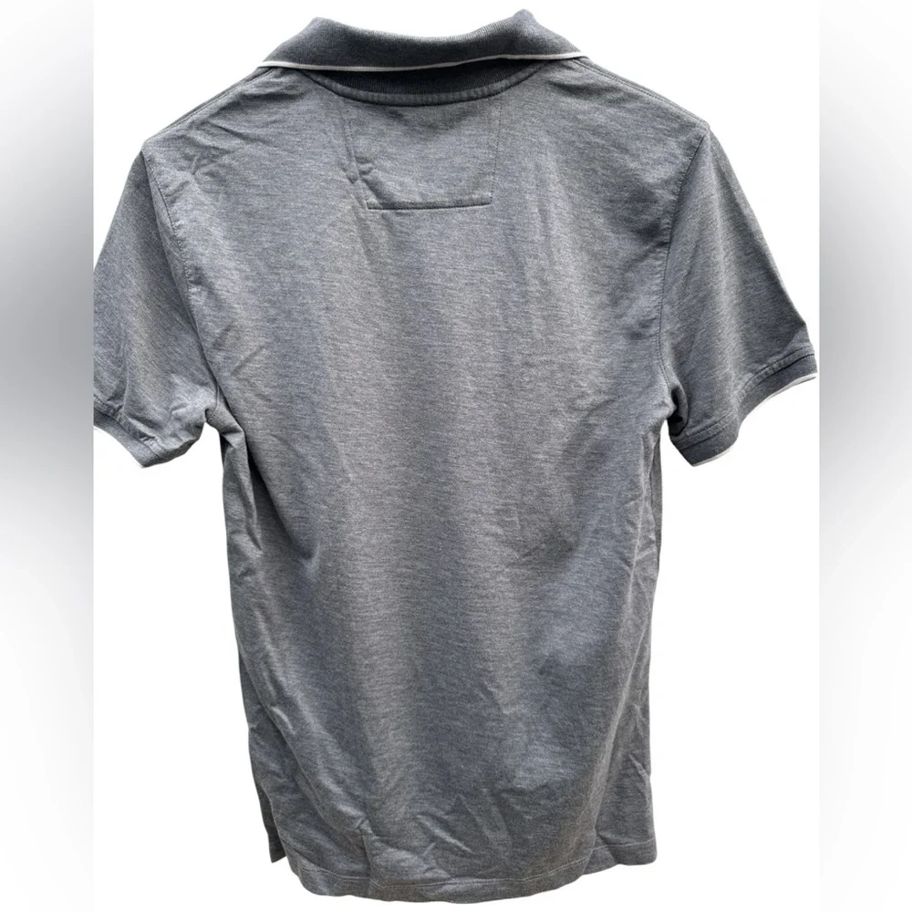 Banana Republic Men's Gray Polo Shirt with Navy Stripe